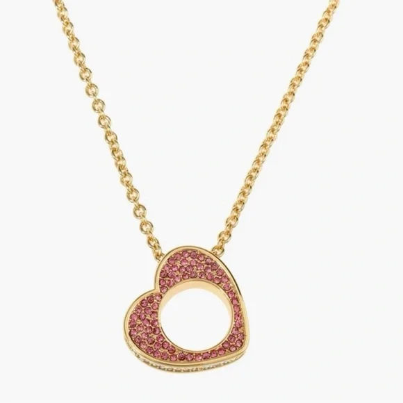 Kurt Geiger Crystal Pave Heart Necklace - Picture 2 of 4